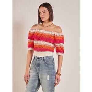 Le Lis Blanc Off The Shoulder Crochet Top Size M
